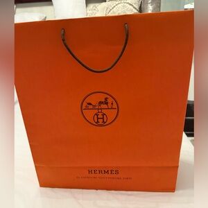 Hermes Vibrant Orange Shopping Bag and 3 ft of ribbon